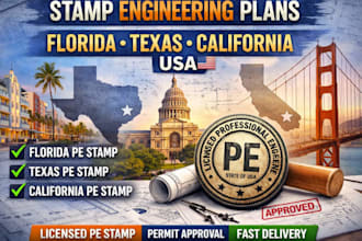 stamp engineering plans in florida texas california USA