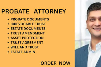 draft irrevocable trust and probate legal documents for estate and asset matters