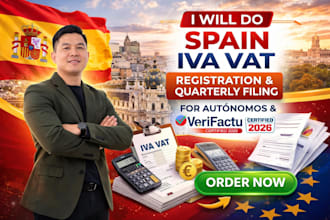 spain iva vat registration, quarterly filing for autónomos, verifactu certified