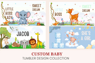 design custom sublimation baby tumbler wraps designs