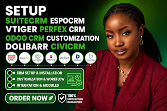 setup suitecrm espocrm vtiger perfex crm odoo crm customization dolibarr civicrm