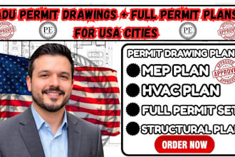 ca,tx,mi,nc full permit set,adu permit drawing,structural engineer,mep,hvac plan