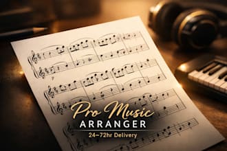 create professional string arrangement for violin, viola, cello, guitar and harp
