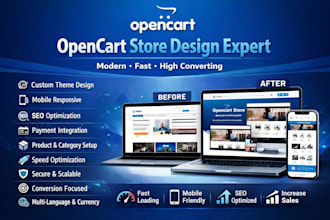 do opencart website design, opencart store seo product listing, fix opencart