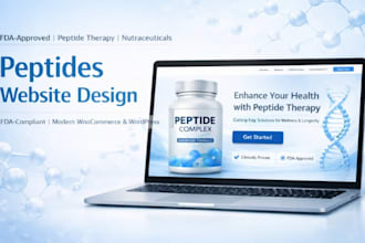 build peptide website, woocommerce peptide, design peptide vial label design