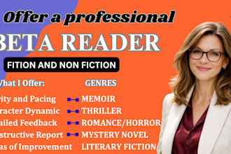 beta read your fiction or non fiction book with honest feedback