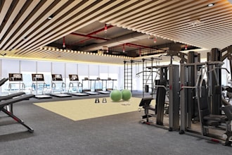 do modern commercial gym interior design fitness club wellness center 3d render