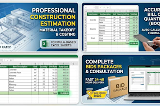 do professional construction estimation and material takeoff in ms excel