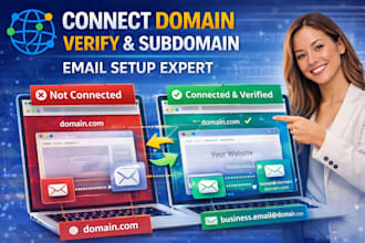 transfer connect domain verify domain create subdomain email setup to website