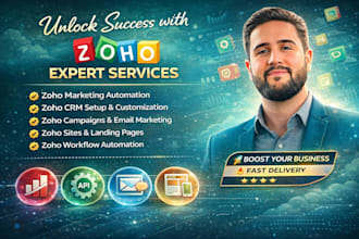 setup zoho crm, zoho marketing, zoho sites, zoho creator, zoho automation