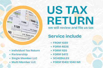 prepare and amend USA tax return 1040, 1120, 1120x, and form 4626 as CPA