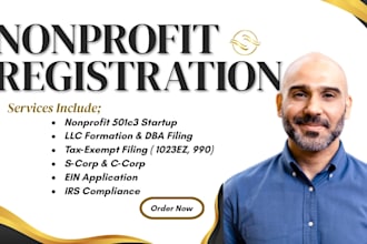 be startup llc nonprofit registration consultant, bylaw, ein, 1023ez, 990, 501c3