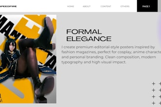 design modern editorial anime or cosplay posters