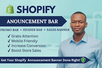 design shopify announcement bar, promo bar, shopify header bar, sales banner