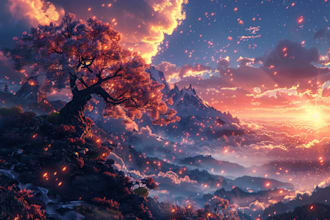 create stunning fantasy background and scenery illustration