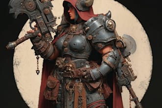 create epic warhammer 40k character art and design