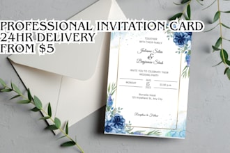 design professional invitation card for birthday, wedding or any occasion