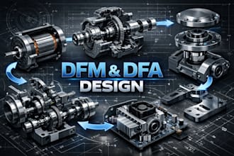 create manufacturing prototype, cad modelling mechanical design dfm dfa