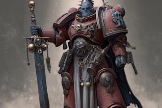 draw warhammer 40k oc, space marine illustration