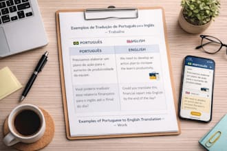 translate portuguese to english and english to portuguese manually