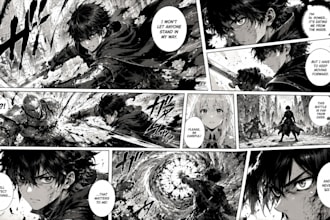 draw manga comic pages, manga panels and anime illustrations