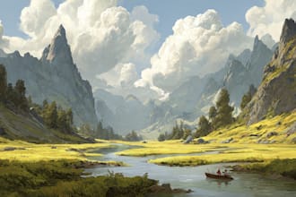 draw the landscape illustration or concept art