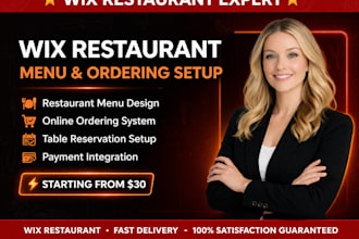 create wix restaurant menu, wix online ordering system and wix reservation page