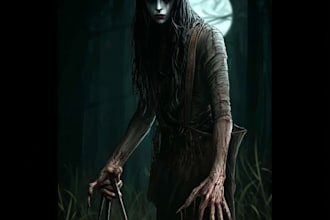 draw dark, punk, goth, horror character in comic like style