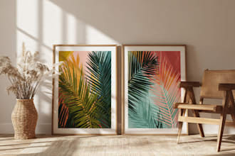 make mid century modern digital wall art for etsy store