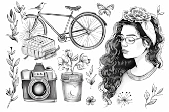 line drawing and vector line art illustration