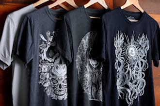 make a linocut t shirt design for brands