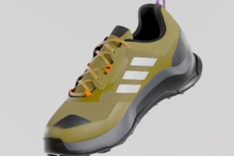 design 3d shoe, 3d sneaker, 3d footwear model for 3d printing and rendering