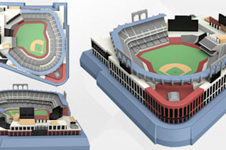 3d cad design of football stadiums for 3d printing and rendering