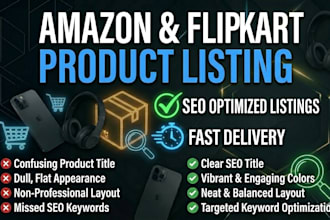upload and optimize product listings for amazon, flipkart
