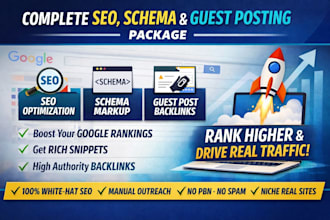 provide SEO optimization, schema markup and backlinks