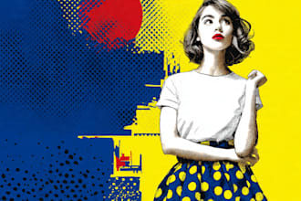 draw a retro pop art roy lichtenstein style