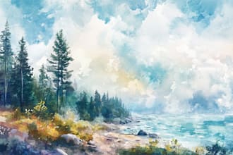draw a watercolor landscape illustration