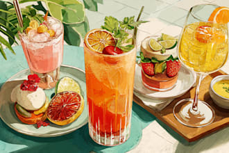 create best quality food and beverage illustrations