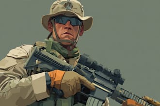 draw army soldier military themed illustration