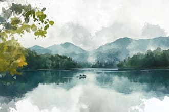 draw a watercolor landscape illustration