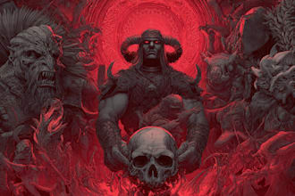 do an brutal, dark, horror, metal art illustration