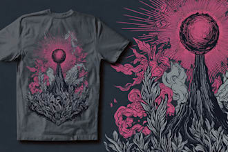 create linocut t shirt design for brands