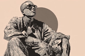 draw a portrait drawing in linocut illustration