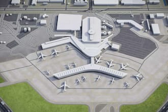 create 3d airport design, concept, layout and renovation visualization