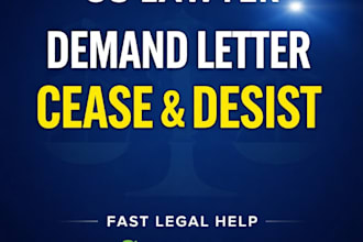 write demand letter and cease and desist letter as US lawyer