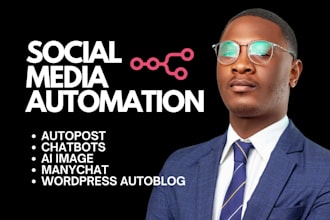setup n8n social media automation, make com autopost chatbot, wordpress autoblog