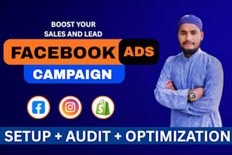 setup and manage shopify facebook ads and instagram ads
