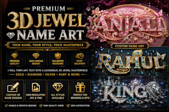 design premium 3d jewel name art and custom text logo