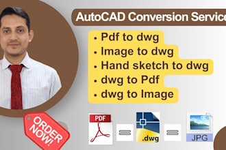 convert any PDF, image, free hand sketch to autocad dwg file