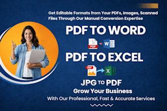 convert PDF, scanned files to word, excel and jpg to PDF manually
